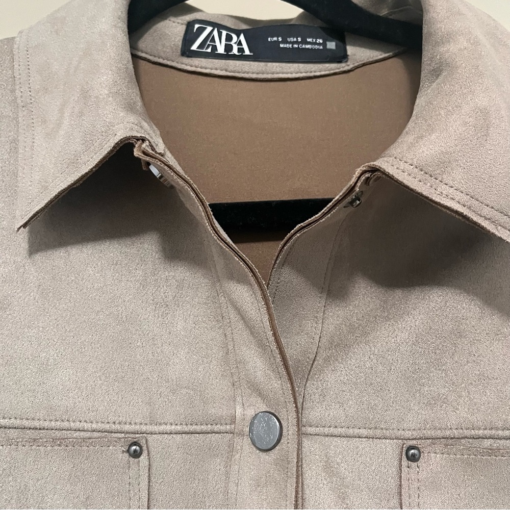 Zara Faux Suede Women's Tan Jacket S - Picture 3 of 7